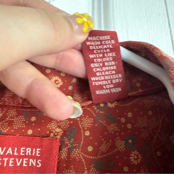 Vintage Valerie Stevens Burnt Orange 3/4 Length Sleeve Button Up Blouse -Size XL - Picture 5 of 7